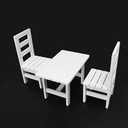 1/6 Scale Wooden Dollhouse Furniture Set – Fits 12in Dolls – White Miniature Square Table & 2 Chairs (3PCS) Furnishings Model Toy for Decor Doll Living Room– Not Full-Size Furniture