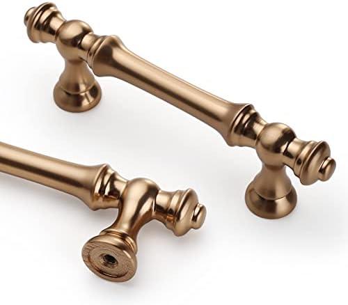 Asidrama 10 Pack 3 Inch(76mm) Champagne Bronze Kitchen Cabinet Handles,Brushed Brass Cabinet Pulls Kitchen Cabinet Hardware for Cupboard Gold Drawer Pulls