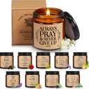 Lewtemi 10 Jars Mother's Day Christian Gifts Candle Bulk Catholic Prayer Scented Candle 3.5 oz Faith Bible Verse Religious Gifts for Church Women Men Sunday School Teacher(Brown,Classic)