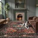 Lahome 8x10 Ultra-Thin Living Room Rug Non-Slip Washable Non-Shedding Oriental Vintage Distressed Carpet for DiningBedroomOffice Adelyn