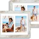 Hongkee 8.5x11 Picture Frame Set of 2, Distressed White Certificate Document Frames with Glass Collage Frame, Display Pictures Two 5x7 With Mat or 8.5 x 11 Without Mat, Photo Frames Wall Gallery