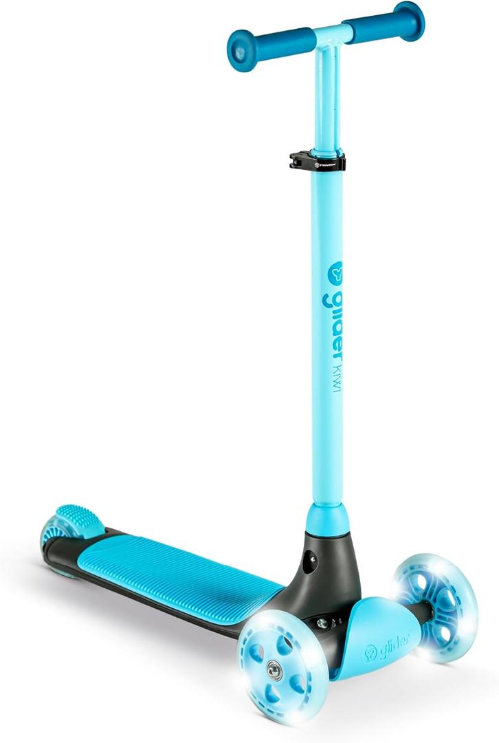 Yvolution Y Glider Air Scooter for Kids, 3 Wheel Scooter for Toddlers 4 Adjustable Height Glider with Kick Scooters, Lean to Steer with LED Flashing Light for Children Ages 3+ Years Old (Blue)