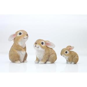 JORAE Bunny Statues Garden Decorations Set of 3 Outdoor Easter Rabbit Figurines for Yard Home Decor Table Animal Sculptures Indoor, Polyresin, Brown