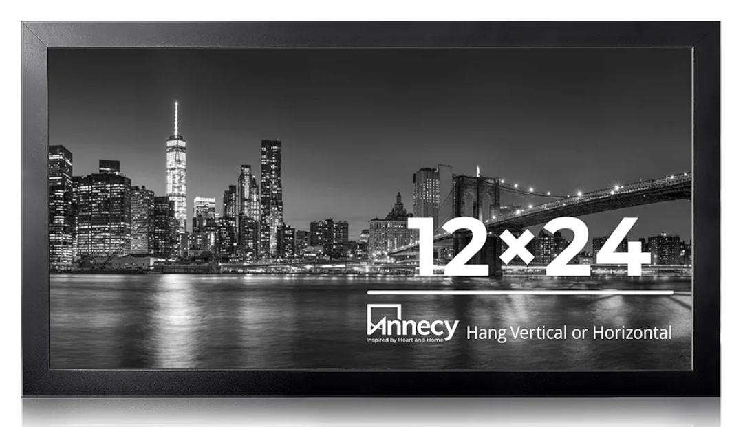 Annecy 12x24 Picture Frame Black（1 Pack）, Panoramic Picture Frame for Wall Decoration, Classic Black Minimalist Style Suitable for Decorating Houses, Offices, Hotels