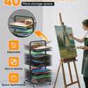 Art Drying Rack with 40 Removable Shelves, Mobile Metal Paint Drying Stand with Lockable Wheels, Functional Canvas Rack Art Storage for Artwork in Classrooms, Art Studios and Schools, Black