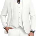 Men's 3 Piece Slim Fit Suit Set, Two Button Blazer Solid Jacket Vest Pants Wedding Business Suit (Medium, Ivory)