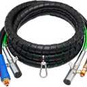 KOOTANS 15FT Semi Truck Air Lines Kit 3 in 1 Trailer Cord and Air Brake Hoses Assembly, 7 Way ABS Electric Power Line Air Hoses Kit for Semi Truck Trailer Tractor