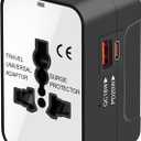 Travel Adapter with PD20W USB-C, Worldwide All in One Universal Travel Adaptor with Dual 3A USB Charging Ports, International Power Plug Adapter Wall AC Charger for USA EU UK AUS Cell Phone Laptop (White)