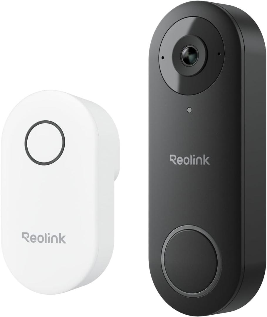 REOLINK Video Doorbell WiFi Camera - Wired 2K Outdoor, 5G&2.4G WiFi, 4:3 Wide View Angle, Smart Detection, Local Storage, No Subscription Front Door Home Security, Customized Chime V2 (Black)