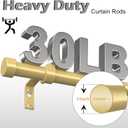 OLV Gold Curtain Rod, 1 Inch Adjustable Modern Curtain Rods for Windows 48 to 84 Inch, Decorative Heavy Duty Window Treatment Rods with End Cap Finials, Telescopic Splicing Drapery Pole, Easy Install