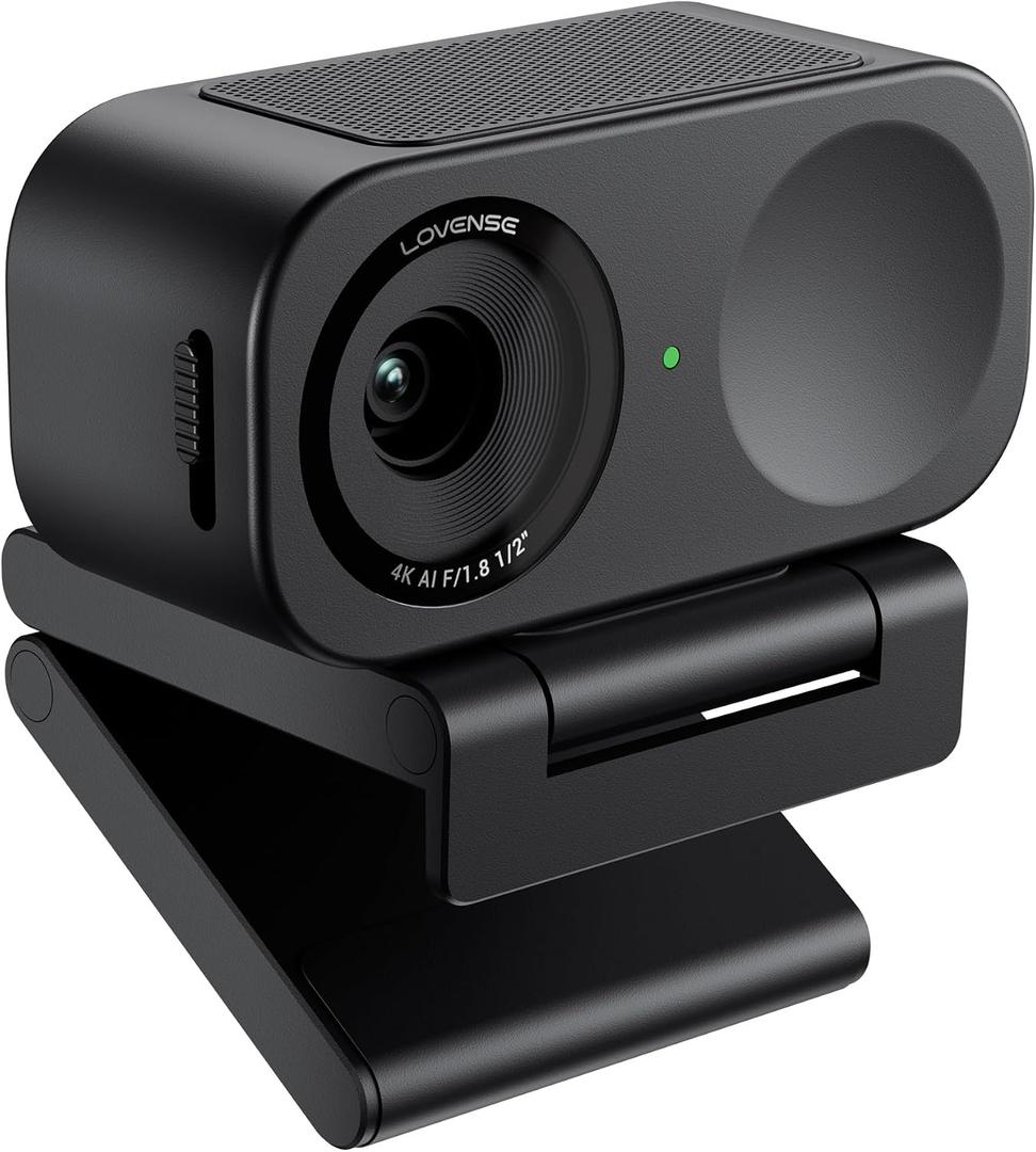 LOVENSE Webcam 2 4k for PC, Live Streaming Camera 1/2" Sensor True Focus Al Noise Canceling, Hand Gesture Control, Mobile Control, Auto Framing, Customizable Audio Modes, Microphones, Privacy Control