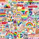 Pride Stickers LGBTQ+ Rainbow Sticker Bulk Vinyl Gay Trans Lesbian Decals for Water Bottle Laptop Decor Parade Accessories Party Festival Celebration Supplies 100Pcs
