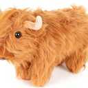 TICHA 12“- Cow Christmas Highland Cow Stuffed Animal Plush Toy, Soft Fluffy Scottish Cattle Plush Pillow, Realistic Highland Cow Decor, Home Decor, Couch Pillow