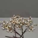 Hollyone 4 Pack Artificial Christmas Glitter Berries Stems, 19 Inch Fake White and Gold Holly Berry Picks with Ice Snow for Christmas Tree Wreath Floral Arrangements Holiday Home Vase DIY Crafts Decor