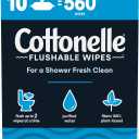 Cottonelle Freshfeel Flushable Wet Wipes - One Box of 560 Wipes (10 Packs of 56 Pieces)