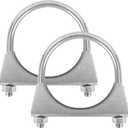 2.5" U-shaped Exhaust Pipe Clamp Mild Steel Muffler Exhaust Clamps with Anti-Rust Coat Pack of 2