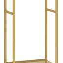 Kaitiemoo Heavy Duty Clothing Rack with Wheels,Modern Garment Rack with 3 Metal Shelves, 71.8Inches Display Rack for Hanging Clothes, Hanging Rod for Small Space,Gold