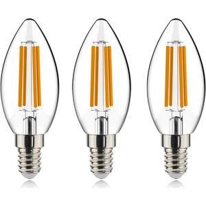 2 x B11 Dimmable Vintage LED Edison Candelabra Bulb 4.5W, 60W Equivalent, High Brightness, 2700K Warm White Light, Clear Glass, Candles/Chandelier Style, E12 Base, 3PCS