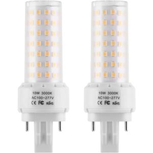 GX23-2 Base LED Light Bulb Plug and Play,3000K Warm White 2Pin LED PL Bulb, 13W 18W CFL Equivalent, Ballast Compatible 10W 2pcs (Warm White, GX23-2 Base)