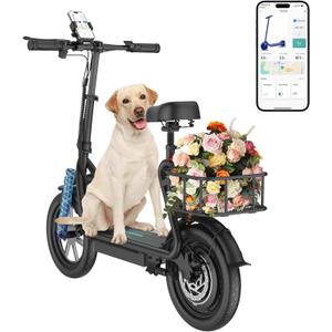 Electric Scooter for Adults, Folding E Scooter with 350W/500W Motor 16-24 Mph Top Speed, Max 15-60 Miles Long Range, 6.5''/8.5''/10''/14'' Solid Tires Commuting Scooters, Dual Brakes, APP