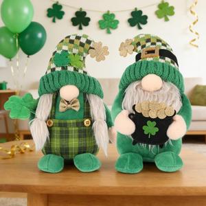St Patricks Day Decorations - 2Pack St Patrick's Day Plush Gnomes Lucky Green Shamrock for Home - Leprechaun Doll, Irish Gifts Green St. Patricks Day Ornament Table Decor