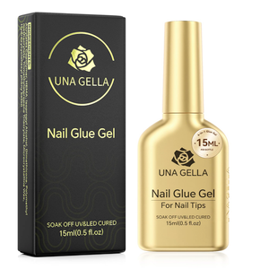 UNA GELLA 6 in 1 Gel Nail Glue for Clear Acrylic Nails Tips, 15ml UV Nail Glue Long Lasting Super Strong Brush for Base Coat, Clear Fake Nails, and Soft Gel Tips Lamp Curing Required