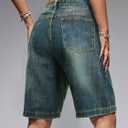 EMMIOL Women Jorts Baggy Jeans Shorts Mid-Low Waisted Denim Y2K Hip-Hop Shorts Summer Hot Short Pants Streetwear (M)