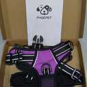 PHOEPET No Pull Dog Harness Medium Reflective Front Clip Vest with Handle,Adjustable 2 Metal Rings 3 Buckles,Easy to Put on & Take Off (M, Purple)