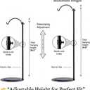 HOHIYA Adjustable Wind Chime Stand 36" Freestanding Heavy Duty Metal Shepherd Hook with Stable Base for Wind Chimes, Lanterns, Bird Feeders, Indoor Outdoor Patio Garden Decor, 4.4 lb Load