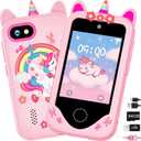 Kids Smart Phone for Girls, Touchscreen, 64GB Card Birthday Gifts for Girls Age 3, 4, 5, 6, 7, 8, 10 Year Old, Toddler Educational Learning Toys Phone with Dual Camera, Game, Music Player (Pink)