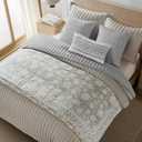 Levtex Home Adare Taupe Reversible Full/Queen Comforter Set (90x94in) with 2 Pillowcases (26x20in) - Floral Bedding - Taupe White - 100% Cotton Full/Queen Size Comforter Set - Soft, Pre-Washed
