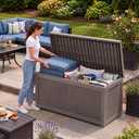 350 Gallon Extra Large Outdoor Storage Box，Resin Waterproof Deck Box，Gray