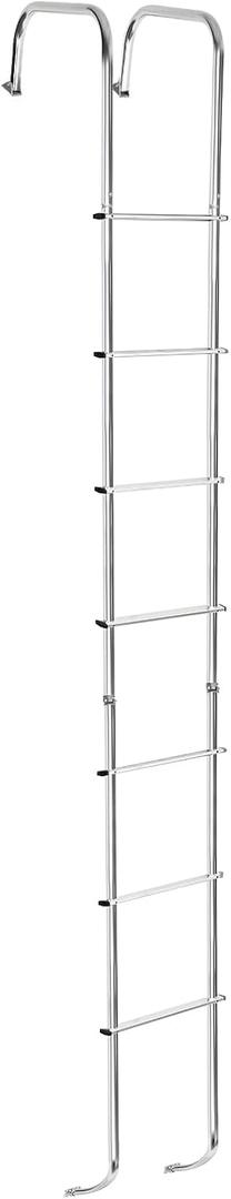 Universal Exterior RV Ladder, 7.6FT-8.4FT Aluminum Travel Trailer Ladder, 250lbs Capacity, Sliver