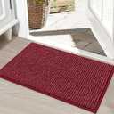 BEQHAUSE Dirt Trapper Door Mat 20" x 32", Non-Slip Washable Doormats Entrance Mat, Dirt Resistant and Absorbent Welcome Mat, Low Profile Floor Mats for Front Back Door and Entryway, Red (1'8" x 2'8" (Rectangular))