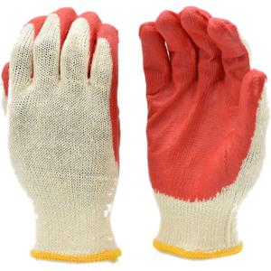 G & F Products Gloves 3106-300 Economical String Knit Latex Dipped Palm Gloves, Nitrile Coated Work Gloves for General Purpose, One Size, Red (Pack of 300)