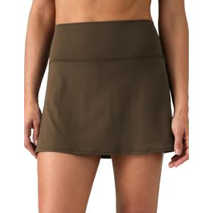 Colorfulkoala Dreamlux Skirts for Women High Rise Athletic Golf Tennis Skorts Built-in Shorts with Pockets (Cocoa)