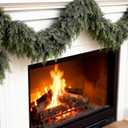 2 Pcs 6 FT Real Touch Cedar Garlands, Realistic Faux Thick Christmas Green Artificial Cedar Garlands for Mantle Table Stairs Wall Outdoor Indoor Christmas Decorations (6 FT, 2 Pcs)