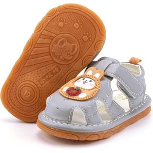SOFMUO Baby Boys Girls Squeaky Sandals Non-Slip Soft Rubber Sole Closed Toe Infant Summer Outdoor Shoes Toddler First Walkers, Size 5T