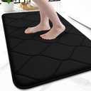 Smiry Memory Foam Bath Mat 24"x16", Ultra Soft Non-Slip Bathroom Rug, Plush Water Absorbent Quick Dry and Machine Washable Floor Mat for Shower, Tub & Home Decor, Black