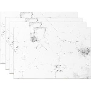 Classic White Marble Placemats Set of 4 12x18 Inch Gray Veins Natural Stone Place Mats for Kitchen Table Mats Dining Room Home Decor