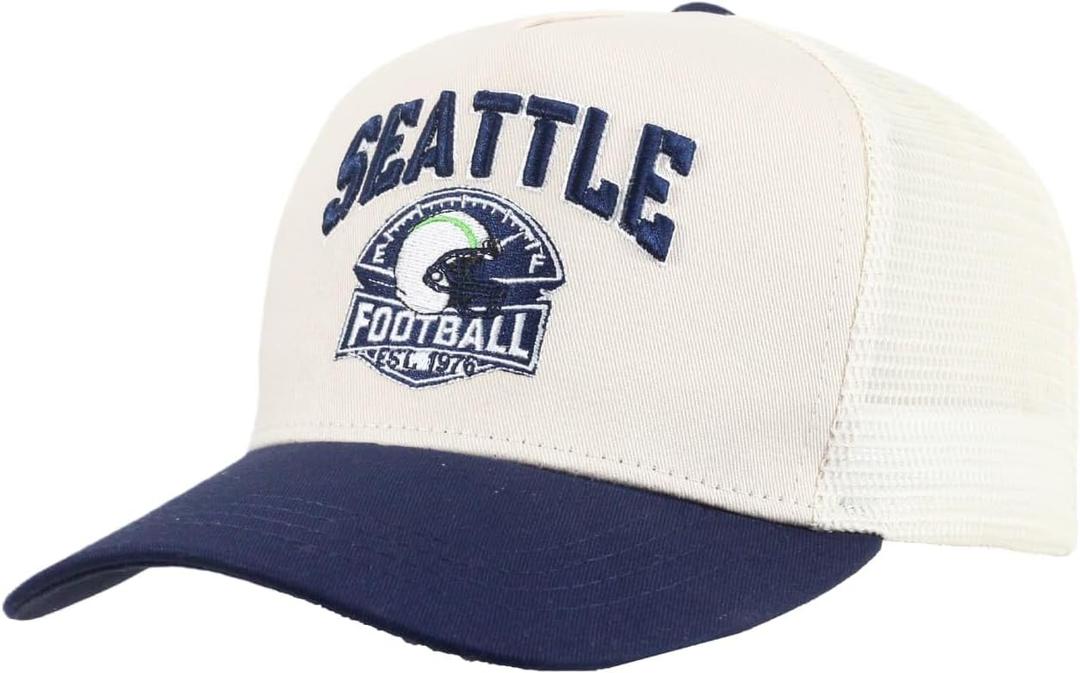 Football Trucker Hat Embroidered Baseball Cap City Fans Cap Hat for Men Women Cotton Cap Adjustable Buckle Strap