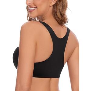 Amafuur Women's Push Up Racerback Front Closure Bras Seamless Plunge Padded Underwire Add 2 Cup Sizes Bra Size 34B