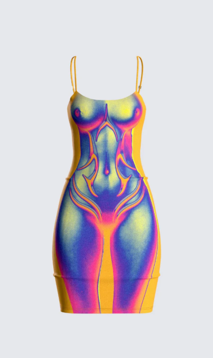 Xavier Body Print Dress - Clutch, Size S 