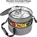 Insulated Casserole Carrier for Hot or Cold Food, Round Pie Carrier with Metal Support, Dish Carrier Food Container, Transport Pie Holders Pie Carrying Case, 2 Tiers, Gray, 9x13 Inches