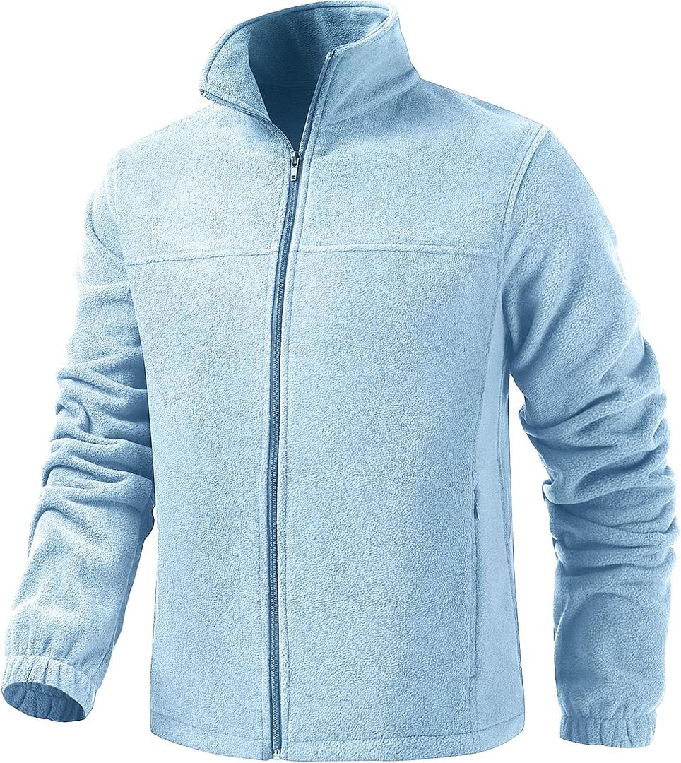 Men's Casual Outdoor Fleece Zip Jacket Long Sleeve Warm Winter Coat for Men with Zip Pocket, M
