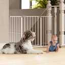 InnoTruth 29.5–49.75" Extra Wide Baby Gate for Stairs, 30" Tall Easy Walk Through Dog Gates Indoor for Doorways, One-Hand Opening, Pressure Mounted Metal Pet Gate for Dogs, White