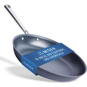 Misen Carbon Nonstick Skillet - Nitrided Carbon Steel - Professional Alternative to Teflon - 1100F High Heat Ready - Easy Release - Induction, Oven, & Grill Safe - 12 Inch