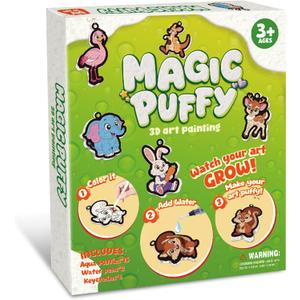 MZYTOZA 3D Art Kit Aqua Puffs Animal, 15 Mess-Free Paint by Number Craft for Kids, DIY Coloring Kits,Christmas&Travel Gifts & Stocking Stuffer for Girls and Boys, Art Projects with Puff Markers