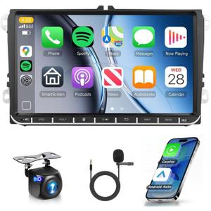 9-Inch 4G+64G Radio for VW Volkswagen Seat Golf Passat Jetta Beetle Radio Car Stereo with Wireless Carplay Android Auto,5.0 Bluetooth 32EQ,1280x720P IPS Touch Screen, FM/RDS GPS WIFI HD Backup Camera