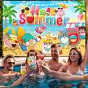 Hello Summer Banner, 71" X 43" Gnome Summer Banner Summer Party Decorations for Outside Indoor, Summer Decorations Banner for Beach Summer Decorations Summer Decorations for Home Office